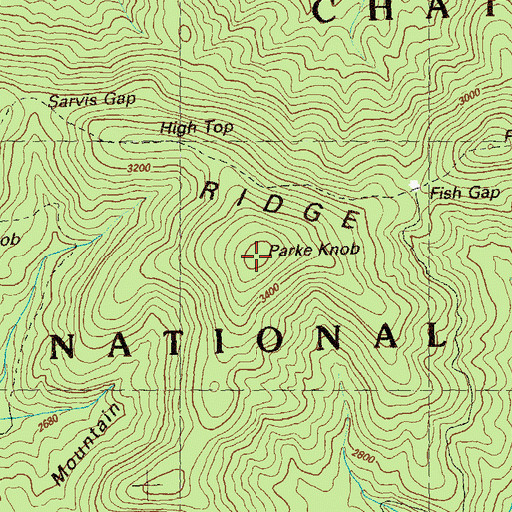 Topographic Map of Parke Knob, GA