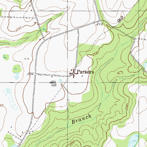 Topographic Map of Parkers, GA