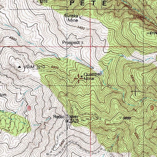 Topographic Map of Quantrell Mine, AZ