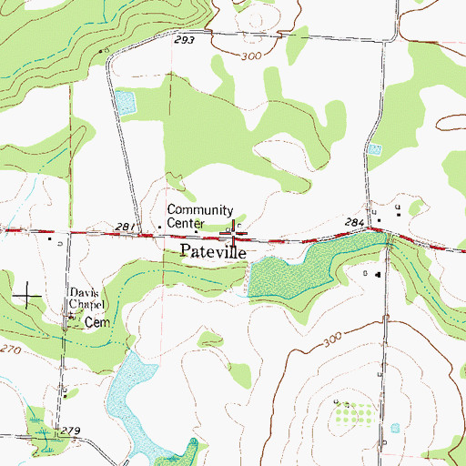 Topographic Map of Pateville, GA
