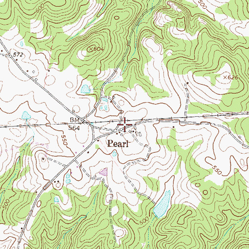 Topographic Map of Pearl, GA