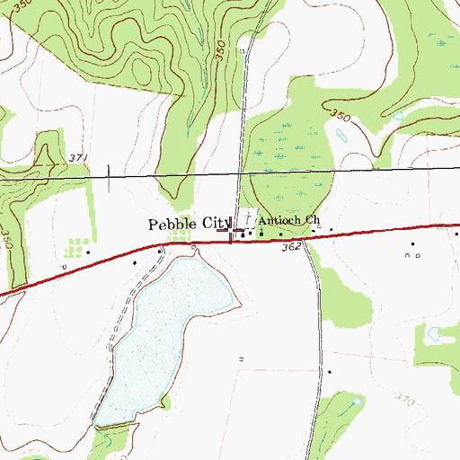 Topographic Map of Pebble City, GA