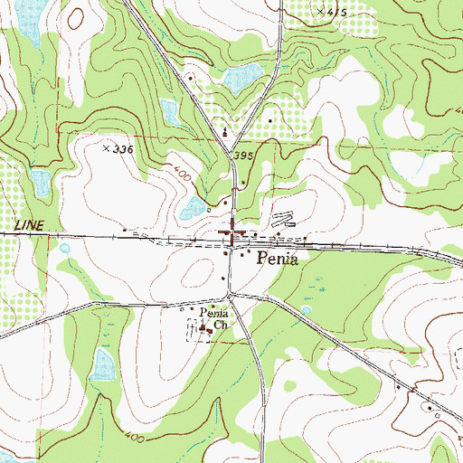 Topographic Map of Penia, GA
