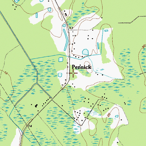 Topographic Map of Pennick, GA