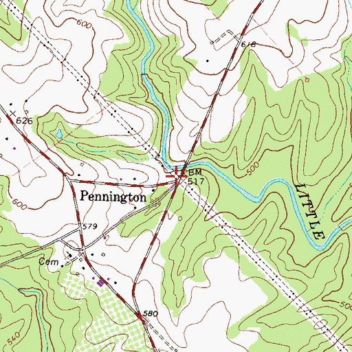 Topographic Map of Pennington, GA
