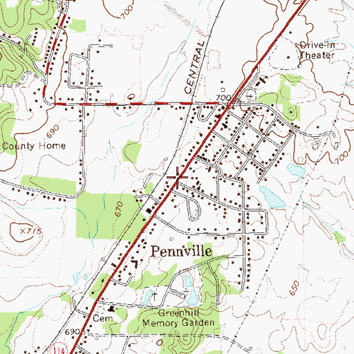 Topographic Map of Pennville, GA