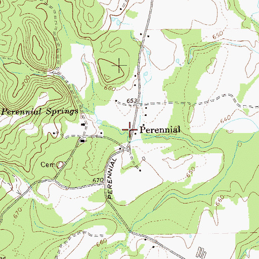 Topographic Map of Perennial, GA
