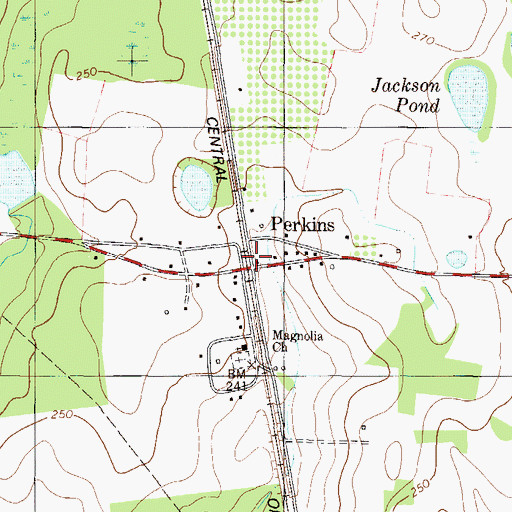Topographic Map of Perkins, GA