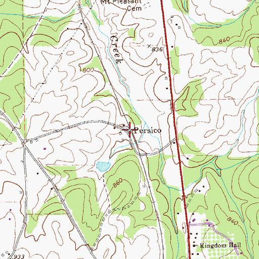 Topographic Map of Persico, GA