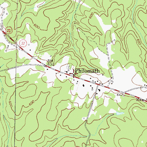 Topographic Map of Philomath, GA