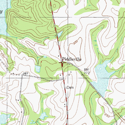 Topographic Map of Piddleville, GA