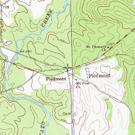 Topographic Map of Piedmont, GA