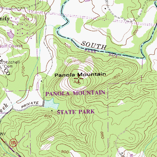 Topographic Map of Panola Mountain, GA