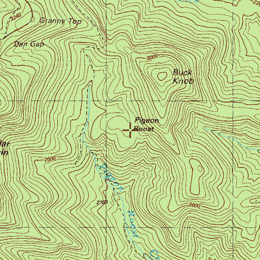 Topographic Map of Pigeon Roost, GA