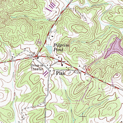 Topographic Map of Pink, GA