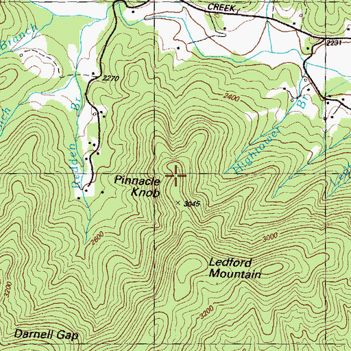 Topographic Map of Pinnacle Knob, GA