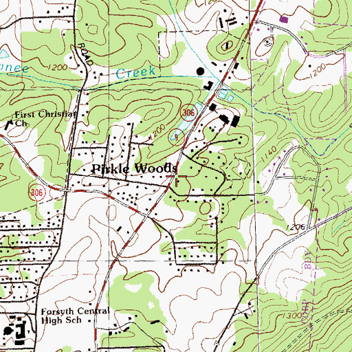 Topographic Map of Pirkle Woods, GA