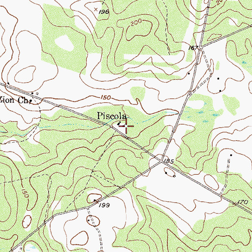Topographic Map of Piscola, GA