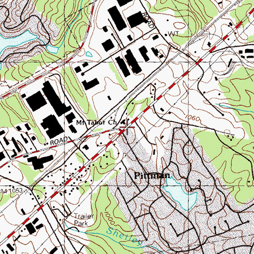 Topographic Map of Pittman, GA