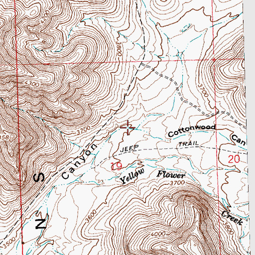 Topographic Map of Cottonwood Canyon, AZ
