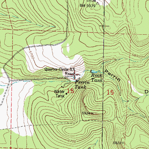 Topographic Map of Quarter Circle X X Ranch, AZ