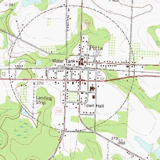 Topographic Map of Pitts, GA