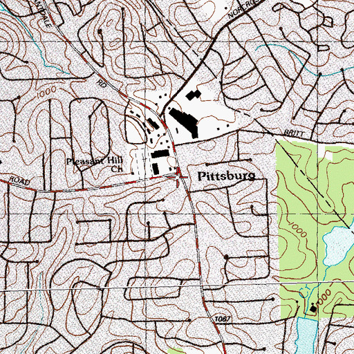 Topographic Map of Pittsburg, GA
