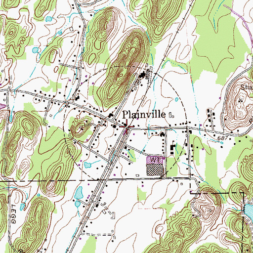 Topographic Map of Plainville, GA