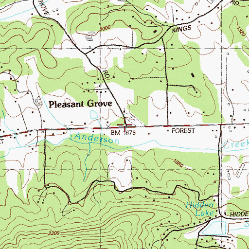 Topographic Map of Pleasant Grove, GA