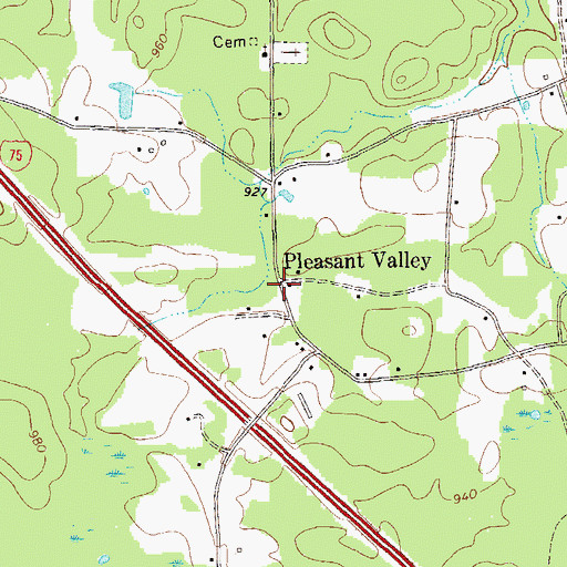 Topographic Map of Pleasant Valley, GA