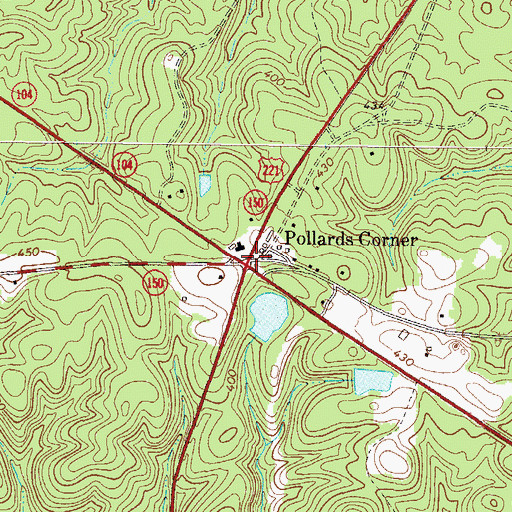 Topographic Map of Pollards Corner, GA