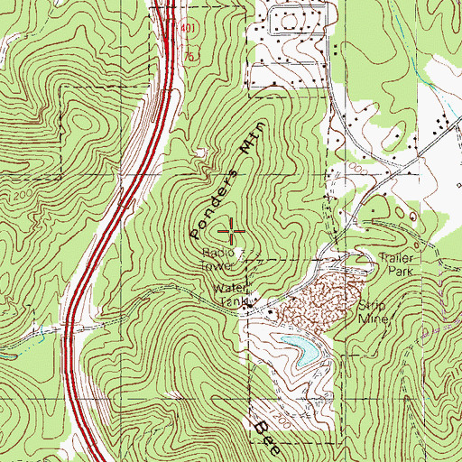 Topographic Map of Ponders Mountain, GA