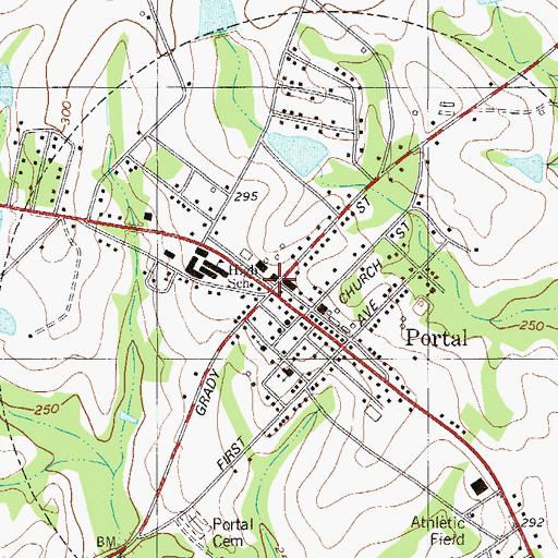 Topographic Map of Portal, GA