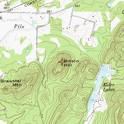 Topographic Map of Potato Hill, GA