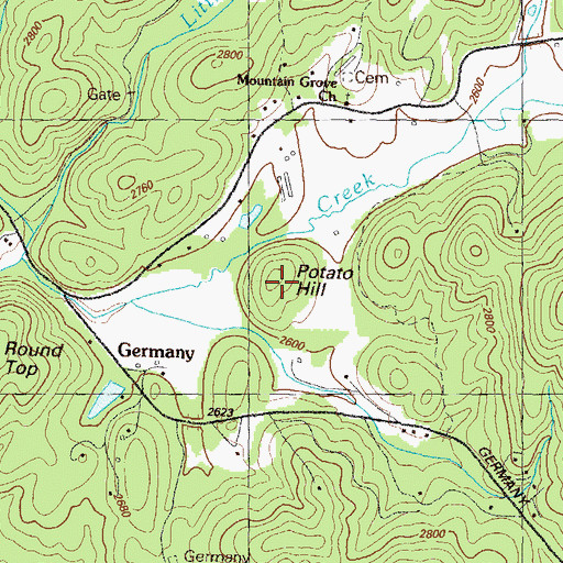 Topographic Map of Potato Hill, GA
