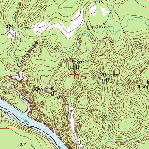 Topographic Map of Powell Hill, GA