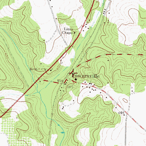 Topographic Map of Powersville, GA