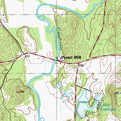 Topographic Map of Prater Mill, GA