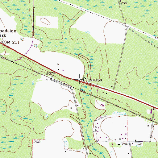 Topographic Map of Prentiss, GA
