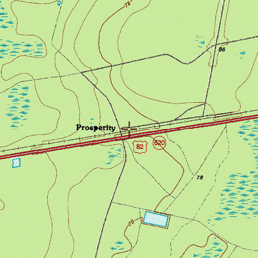 Topographic Map of Prosperity, GA