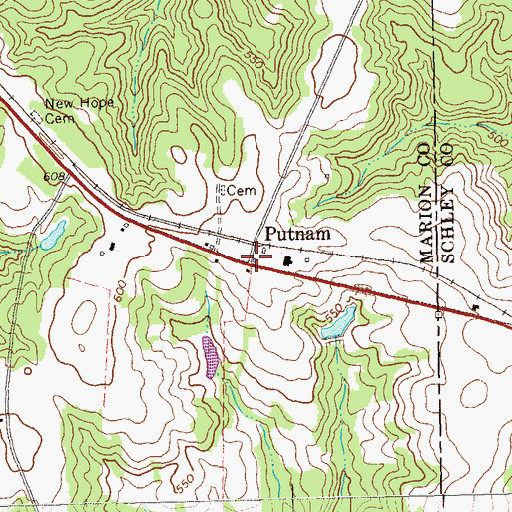 Topographic Map of Putnam, GA