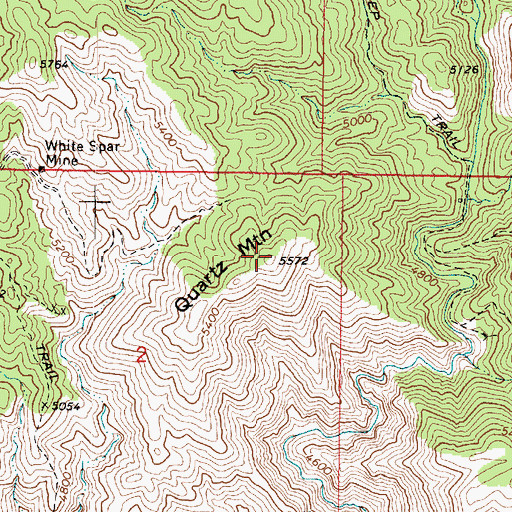 Topographic Map of Quartz Mountain, AZ