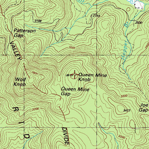 Topographic Map of Queen Mine Knob, GA