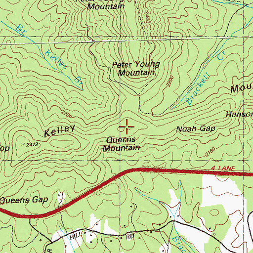Topographic Map of Queens Mountain, GA