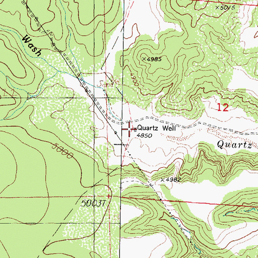 Topographic Map of Quartz Well, AZ