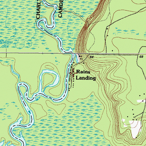 Topographic Map of Rains Landing, GA