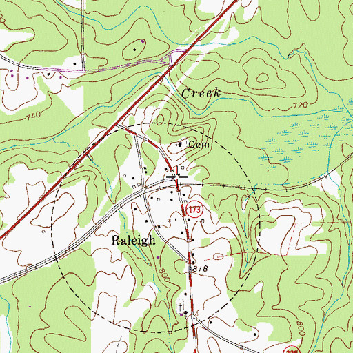 Topographic Map of Raleigh, GA