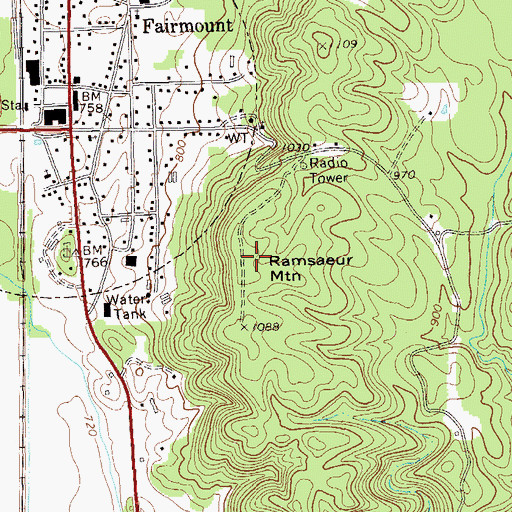 Topographic Map of Ramsaeur Mountain, GA