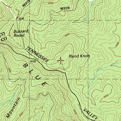 Topographic Map of Rand Knob, GA