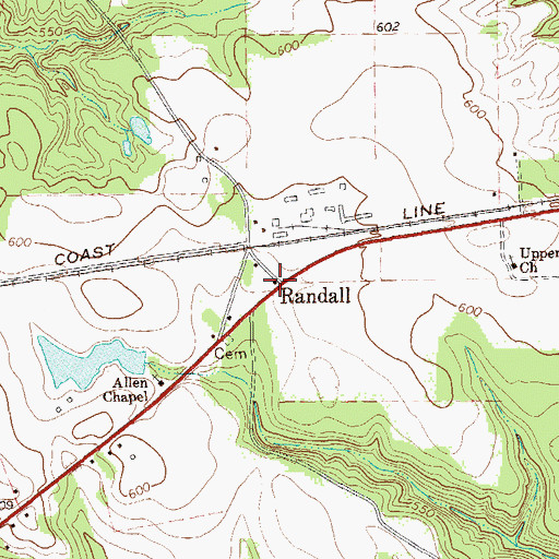 Topographic Map of Randall, GA